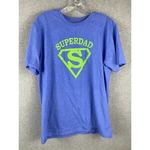 Super Dad T Shirt‎ Men's Size L Blue Superman Logo Father's Day